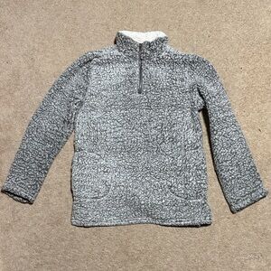 EUC LOVE TREE Gray Sherpa Quarter-Zip Pullover with Front Pockets